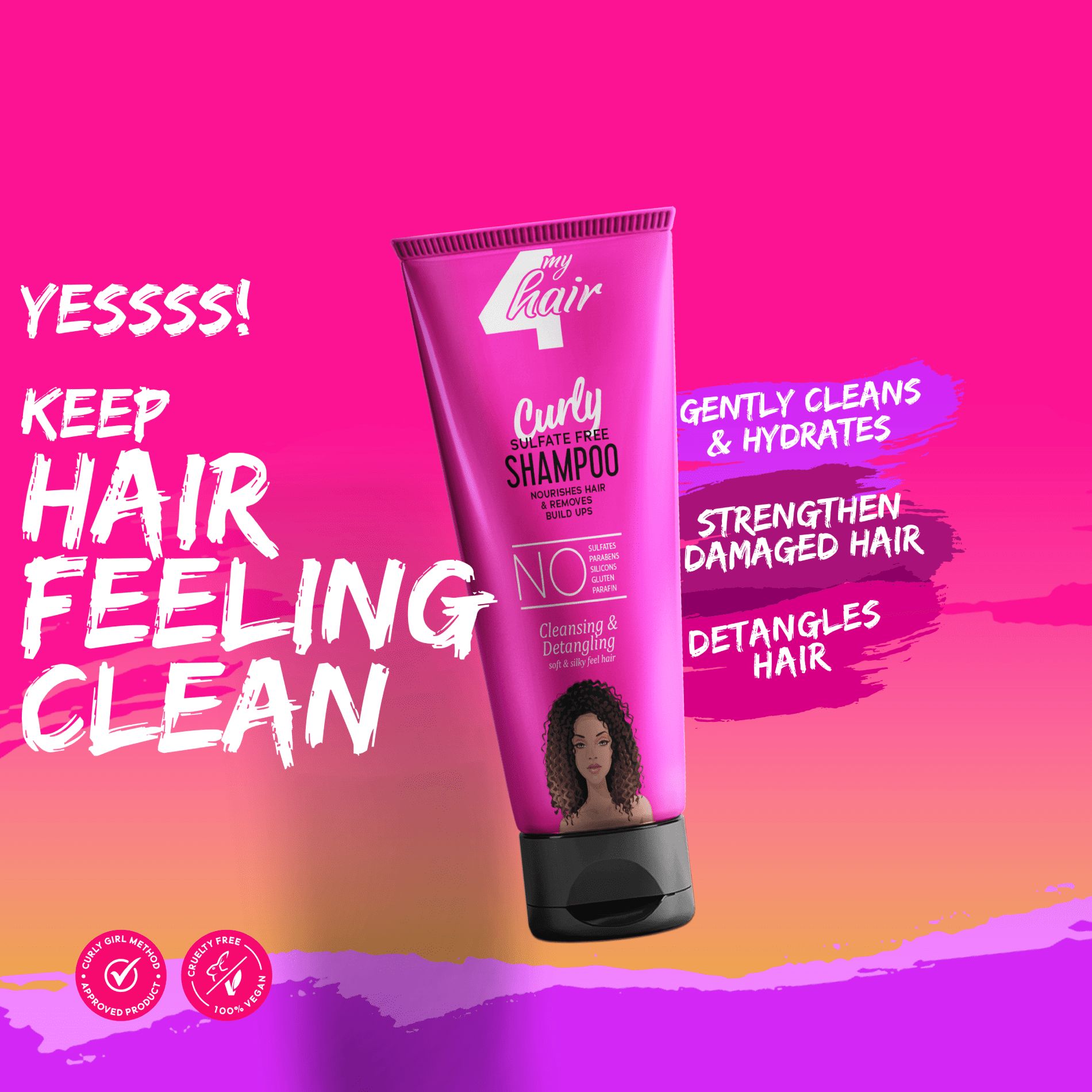 curly sulfate-free shampoo by 4myhair brand